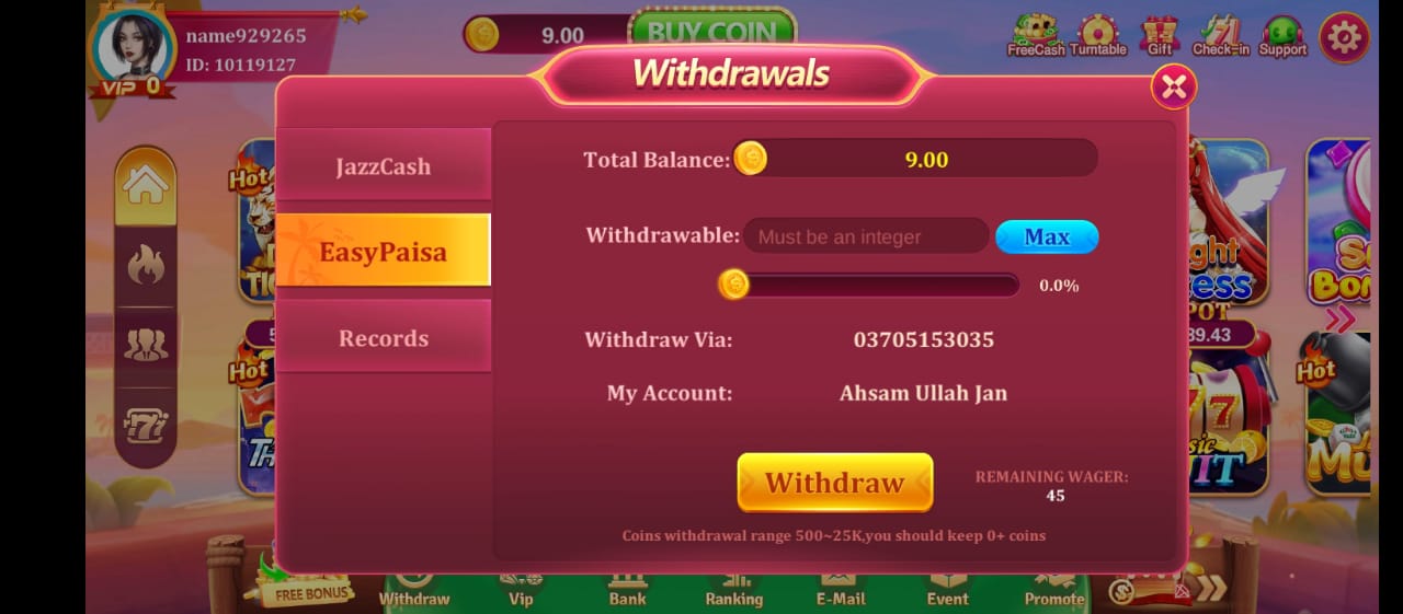 77 vip withdrawal